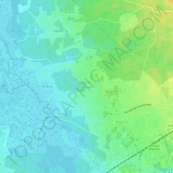 Mapa topográfico Le Pujau, altitude, relevo