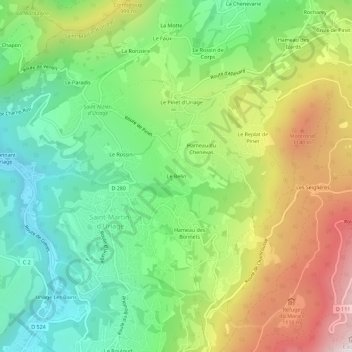 Mapa topográfico Le Belin, altitude, relevo