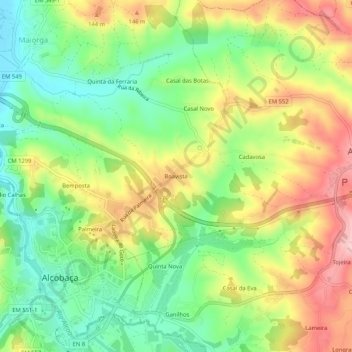 Mapa topográfico Boavista, altitude, relevo