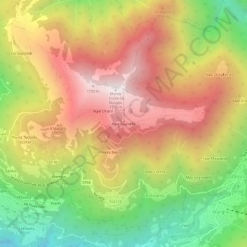 Mapa topográfico Alpe Giumello, altitude, relevo