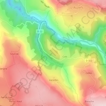 Mapa topográfico Puy de Terre, altitude, relevo