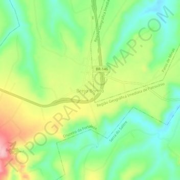 Mapa topográfico Brejo Bonito, altitude, relevo