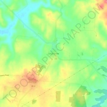 Mapa topográfico Locust Grove, altitude, relevo