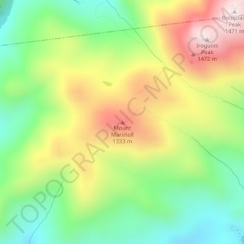 Mapa topográfico Mount Marshall, altitude, relevo