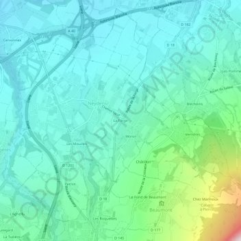 Mapa topográfico La Forge, altitude, relevo
