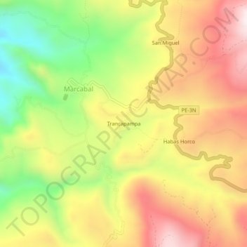 Mapa topográfico Trancapampa, altitude, relevo