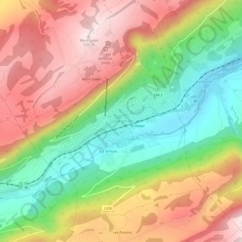 Mapa topográfico Saint-Imier, altitude, relevo