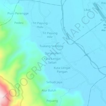 Mapa topográfico Darussalam, altitude, relevo
