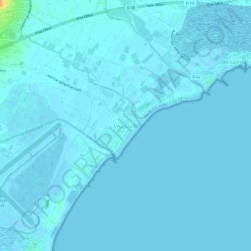 Mapa topográfico L'Ayguade, altitude, relevo