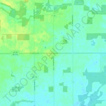 Mapa topográfico Jim Town, altitude, relevo