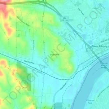 Mapa topográfico Silver Hills, altitude, relevo