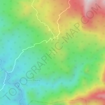 Mapa topográfico Bulo, altitude, relevo