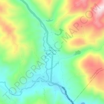 Mapa topográfico Siulak Deras Mudik, altitude, relevo