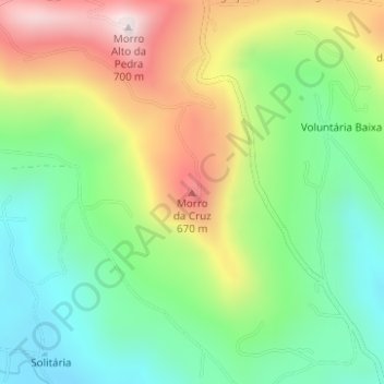 Mapa topográfico Morro da Cruz, altitude, relevo