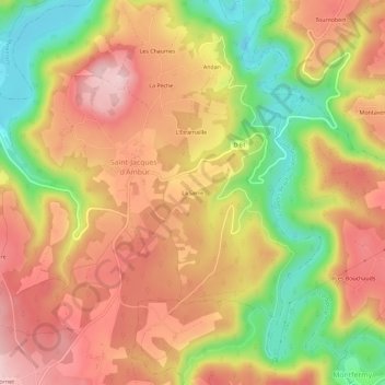 Mapa topográfico La Serre, altitude, relevo