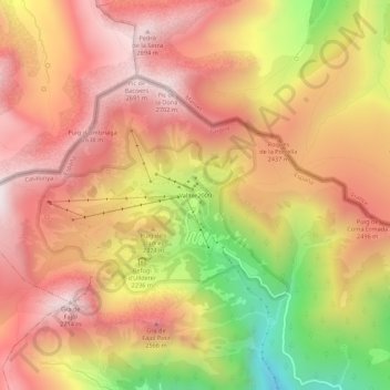 Mapa topográfico Vallter2000, altitude, relevo