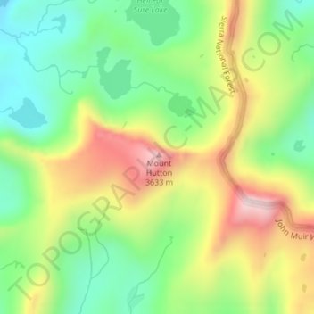 Mapa topográfico Mount Hutton, altitude, relevo