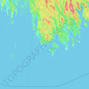 Mapa topográfico Brook Islands, altitude, relevo