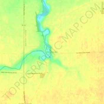 Mapa topográfico New Haven, altitude, relevo