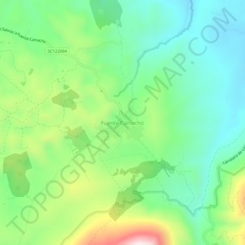 Mapa topográfico Fuente Camacho, altitude, relevo