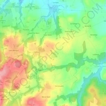 Mapa topográfico Trolan, altitude, relevo