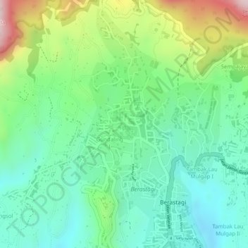 Mapa topográfico Sibayak, altitude, relevo