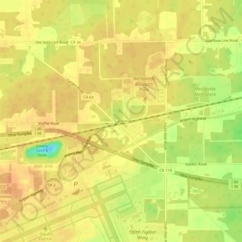 Mapa topográfico Garden, altitude, relevo