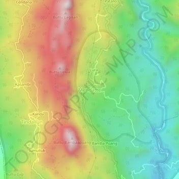 Mapa topográfico Mendatte, altitude, relevo
