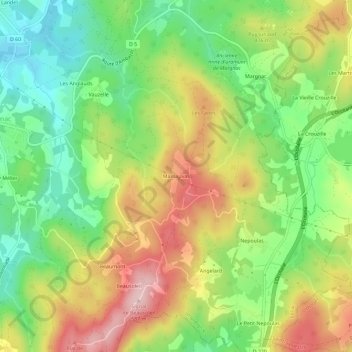 Mapa topográfico Massauvas, altitude, relevo