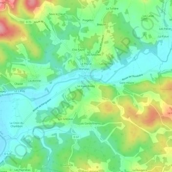 Mapa topográfico Le Haut Bourg, altitude, relevo