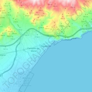 Mapa topográfico Aguadulce, altitude, relevo