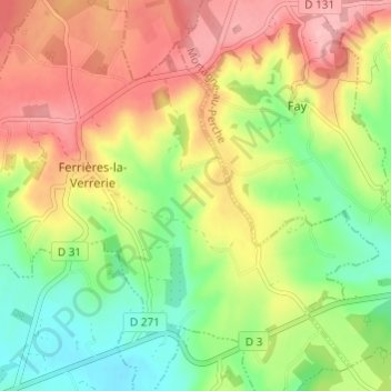 Mapa topográfico Cochet, altitude, relevo