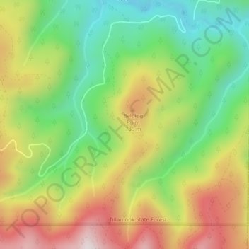 Mapa topográfico Landslide, altitude, relevo