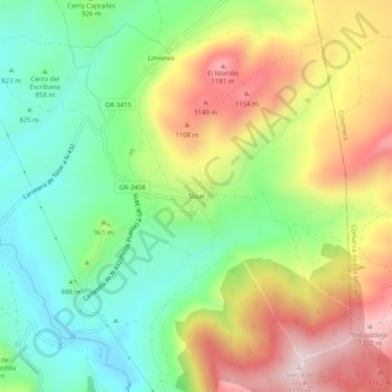 Mapa topográfico Tózar, altitude, relevo