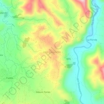 Mapa topográfico Alto Celendín, altitude, relevo