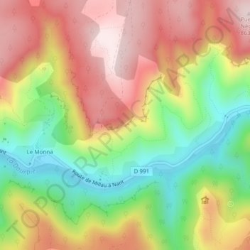 Mapa topográfico Trou de la Lune, altitude, relevo