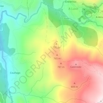 Mapa topográfico Carcovado, altitude, relevo