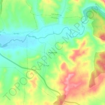Mapa topográfico Moranchel, altitude, relevo