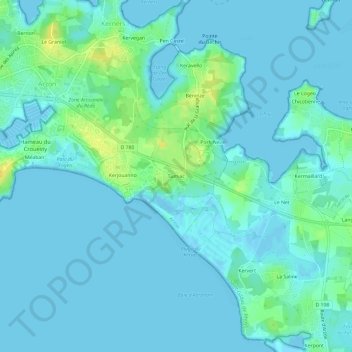 Mapa topográfico Tumiac, altitude, relevo