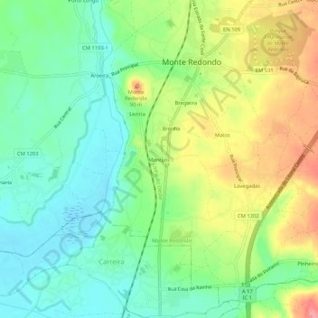 Mapa topográfico Montijos, altitude, relevo