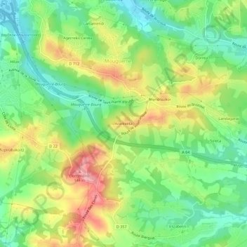 Mapa topográfico Arantxeta, altitude, relevo