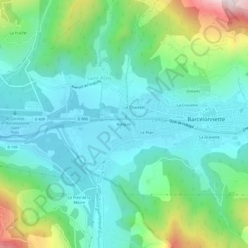 Mapa topográfico Bréguet, altitude, relevo