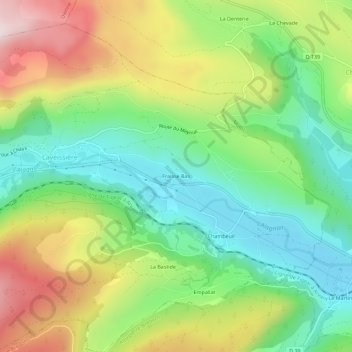 Mapa topográfico Fraisse Bas, altitude, relevo