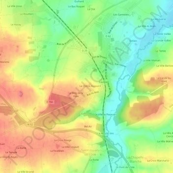 Mapa topográfico Chantrel, altitude, relevo