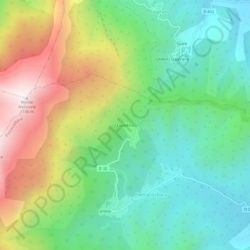 Mapa topográfico Lapedina, altitude, relevo