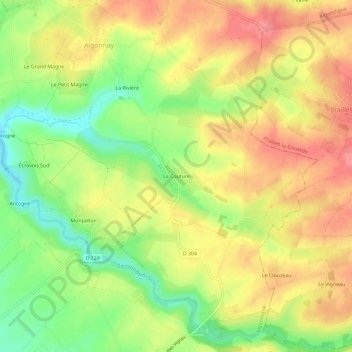 Mapa topográfico La Couture, altitude, relevo