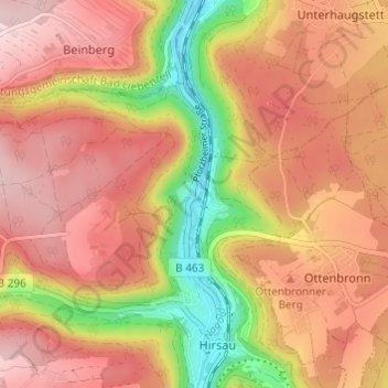 Mapa topográfico Ernstmühl, altitude, relevo