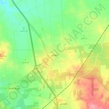 Mapa topográfico Souran, altitude, relevo