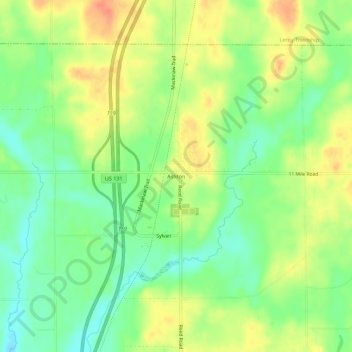 Mapa topográfico Ashton, altitude, relevo