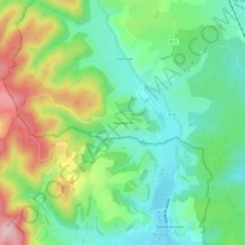 Mapa topográfico Mauregard, altitude, relevo